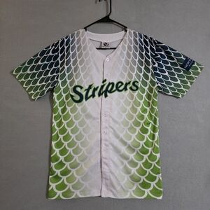Gwinnett Stripers Mens MiLB Fish Scales Jersey Braves Farm Team Size Medium